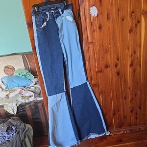 American Bazi Blue Two-Tone Dazed And Confused Flare Jeans